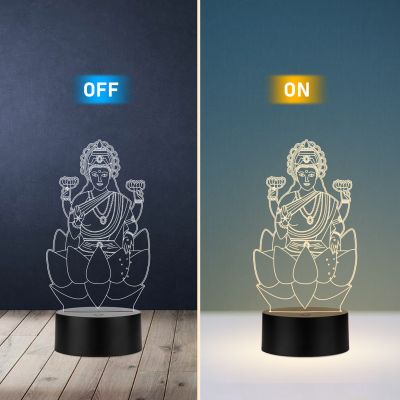 3D Illusion Laxmi Maa Night lamp with Warm White Led Light Home Decoration Lamp